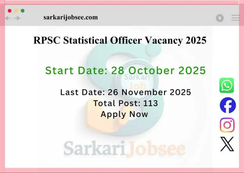 RPSC Statistical Officer Vacancy 2025