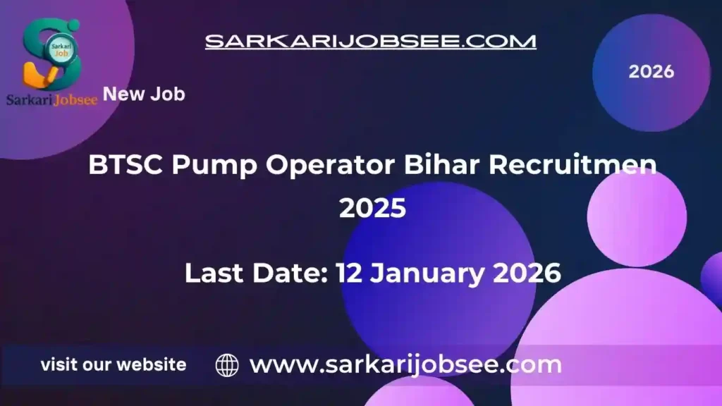 BTSC Pump Operator Bihar Recruitment 2025